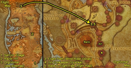 How to find the riding and flying instructor in orgrimmar and