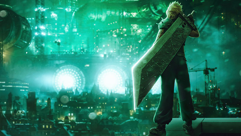 Cloud staring at Midgar