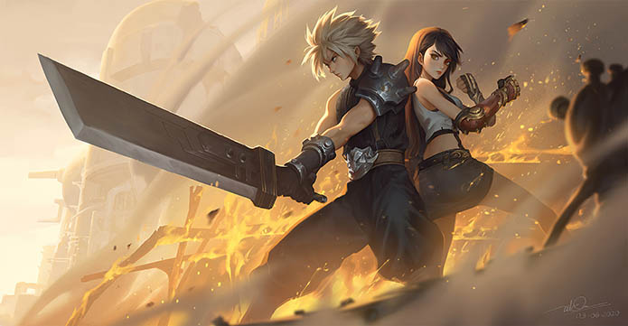 Cloud & Tifa fighting