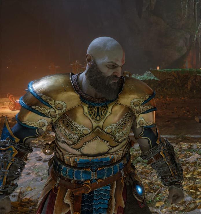 Kratos wearing Nidavellir's chest